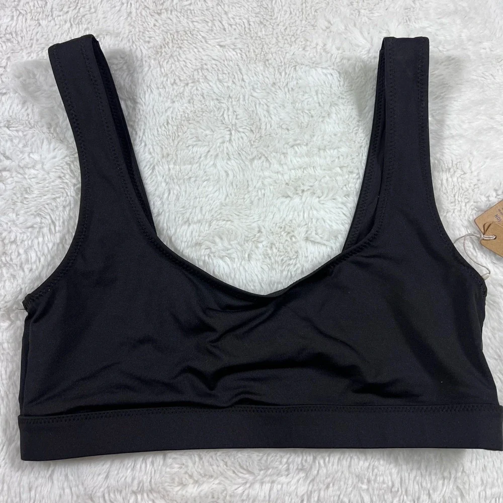 SKIMS Swim Scoop Neck Bikini Top Onyx Black SW-TNK-0743 Women's XS NEW